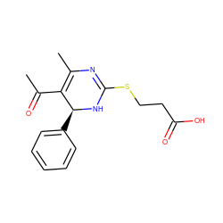 CC(=O)C1=C(C)N=C(SCCC(=O)O)N[C@H]1c1ccccc1 ZINC000098084773