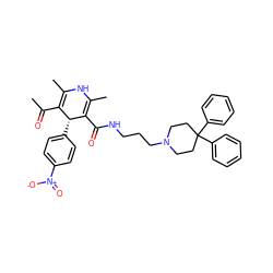 CC(=O)C1=C(C)NC(C)=C(C(=O)NCCCN2CCC(c3ccccc3)(c3ccccc3)CC2)[C@@H]1c1ccc([N+](=O)[O-])cc1 ZINC000026579491