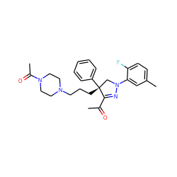 CC(=O)C1=NN(c2cc(C)ccc2F)C[C@@]1(CCCN1CCN(C(C)=O)CC1)c1ccccc1 ZINC000028953522