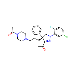 CC(=O)C1=NN(c2cc(Cl)ccc2F)C[C@@]1(CCCN1CCN(C(C)=O)CC1)c1ccccc1 ZINC000028953490