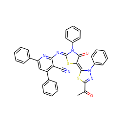 CC(=O)C1=NN(c2ccccc2)/C(=C2/S/C(=N\c3nc(-c4ccccc4)cc(-c4ccccc4)c3C#N)N(c3ccccc3)C2=O)S1 ZINC000299871886