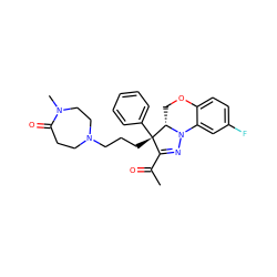 CC(=O)C1=NN2c3cc(F)ccc3OC[C@H]2[C@@]1(CCCN1CCC(=O)N(C)CC1)c1ccccc1 ZINC000028951437