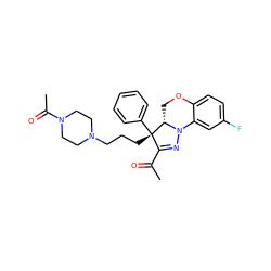 CC(=O)C1=NN2c3cc(F)ccc3OC[C@H]2[C@@]1(CCCN1CCN(C(C)=O)CC1)c1ccccc1 ZINC000016052415