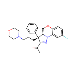 CC(=O)C1=NN2c3cc(F)ccc3OC[C@H]2[C@@]1(CCCN1CCOCC1)c1ccccc1 ZINC000028951403