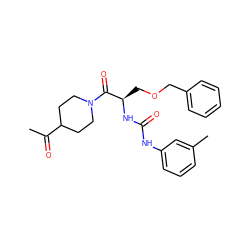 CC(=O)C1CCN(C(=O)[C@@H](COCc2ccccc2)NC(=O)Nc2cccc(C)c2)CC1 ZINC000026823983