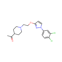 CC(=O)C1CCN(CCOc2ccn(-c3ccc(Cl)c(Cl)c3)n2)CC1 ZINC000095556331