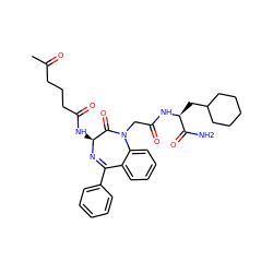 CC(=O)CCCC(=O)N[C@@H]1N=C(c2ccccc2)c2ccccc2N(CC(=O)N[C@@H](CC2CCCCC2)C(N)=O)C1=O ZINC000028758984