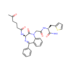 CC(=O)CCCC(=O)N[C@@H]1N=C(c2ccccc2)c2ccccc2N(CC(=O)N[C@@H](Cc2cccs2)C(N)=O)C1=O ZINC000028756780