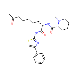 CC(=O)CCCCC[C@H](NC(=O)[C@H]1CCCCN1C)C(=O)Nc1nc(-c2ccccc2)cs1 ZINC000029069940