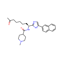 CC(=O)CCCCC[C@H](NC(=O)C1CCN(C)CC1)c1ncc(-c2ccc3ccccc3c2)[nH]1 ZINC000034947211