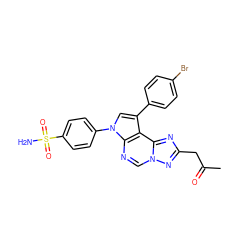 CC(=O)Cc1nc2c3c(-c4ccc(Br)cc4)cn(-c4ccc(S(N)(=O)=O)cc4)c3ncn2n1 ZINC000169330468