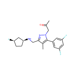 CC(=O)Cn1nc(CN[C@H]2CC[C@@H](F)C2)c(C)c1-c1cc(F)cc(F)c1 ZINC000043022182