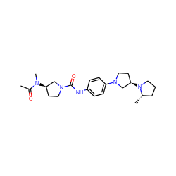 CC(=O)N(C)[C@@H]1CCN(C(=O)Nc2ccc(N3CC[C@@H](N4CCC[C@@H]4C)C3)cc2)C1 ZINC000169299907