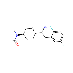 CC(=O)N(C)[C@H]1CC[C@H]([C@H](N)Cc2cc(F)ccc2F)CC1 ZINC000101403197