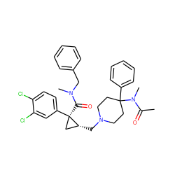 CC(=O)N(C)C1(c2ccccc2)CCN(C[C@@H]2C[C@@]2(C(=O)N(C)Cc2ccccc2)c2ccc(Cl)c(Cl)c2)CC1 ZINC000066073868