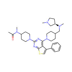 CC(=O)N(C)C1CCN(c2nc(N3CCC(CN(C)[C@@H]4CCN(C)C4)CC3)c3c(-c4ccccc4)csc3n2)CC1 ZINC000146375877