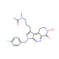 CC(=O)N(C)CCCc1cn(Cc2ccc(F)cc2)c2cnc3c(c12)CCN(O)C3=O ZINC000071317521