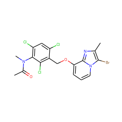 CC(=O)N(C)c1c(Cl)cc(Cl)c(COc2cccn3c(Br)c(C)nc23)c1Cl ZINC000013778267