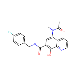 CC(=O)N(C)c1cc(C(=O)NCc2ccc(F)cc2)c(O)c2ncccc12 ZINC000045284102