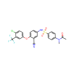 CC(=O)N(C)c1ccc(S(=O)(=O)Nc2ccc(Oc3ccc(Cl)c(C(F)(F)F)c3)c(C#N)c2)cc1 ZINC001772603664