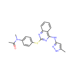 CC(=O)N(C)c1ccc(Sc2nc(Nc3cc(C)[nH]n3)c3ccccc3n2)cc1 ZINC000043020003