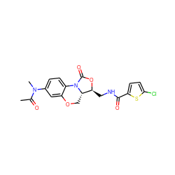 CC(=O)N(C)c1ccc2c(c1)OC[C@H]1[C@H](CNC(=O)c3ccc(Cl)s3)OC(=O)N21 ZINC000149014771