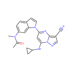 CC(=O)N(C)c1ccc2ccn(-c3cc(NC4CC4)n4ncc(C#N)c4n3)c2c1 ZINC000084710729