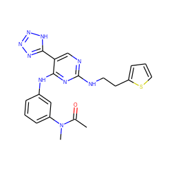 CC(=O)N(C)c1cccc(Nc2nc(NCCc3cccs3)ncc2-c2nnn[nH]2)c1 ZINC000040918841