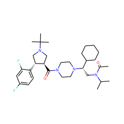 CC(=O)N(C[C@@H](C1CCCCC1)N1CCN(C(=O)[C@@H]2CN(C(C)(C)C)C[C@H]2c2ccc(F)cc2F)CC1)C(C)C ZINC000014191824