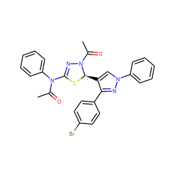 CC(=O)N(C1=NN(C(C)=O)[C@@H](c2cn(-c3ccccc3)nc2-c2ccc(Br)cc2)S1)c1ccccc1 ZINC000299827756