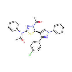 CC(=O)N(C1=NN(C(C)=O)[C@@H](c2cn(-c3ccccc3)nc2-c2ccc(Cl)cc2)S1)c1ccccc1 ZINC000299830377