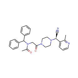 CC(=O)N(CC(=O)N1CCN([C@@H](C#N)c2cccnc2C)CC1)C(c1ccccc1)c1ccccc1 ZINC000013833183