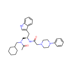 CC(=O)N(CC1CCCCC1)C[C@@H](Cc1c[nH]c2ccccc12)NC(=O)CN1CCN(c2ccccc2)CC1 ZINC000013746537