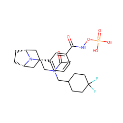 CC(=O)N(CCN1[C@H]2CC[C@@H]1C[C@H](c1cccc(C(=O)NOP(=O)(O)O)c1)C2)CC1CCC(F)(F)CC1 ZINC001772584983