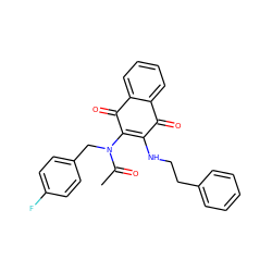 CC(=O)N(Cc1ccc(F)cc1)C1=C(NCCc2ccccc2)C(=O)c2ccccc2C1=O ZINC000020445328