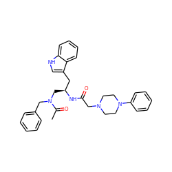 CC(=O)N(Cc1ccccc1)C[C@@H](Cc1c[nH]c2ccccc12)NC(=O)CN1CCN(c2ccccc2)CC1 ZINC000013746523