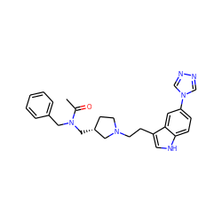 CC(=O)N(Cc1ccccc1)C[C@@H]1CCN(CCc2c[nH]c3ccc(-n4cnnc4)cc23)C1 ZINC000013794077