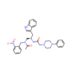 CC(=O)N(Cc1ccccc1[N+](=O)[O-])C[C@@H](Cc1c[nH]c2ccccc12)NC(=O)CN1CCN(c2ccccc2)CC1 ZINC000027853350