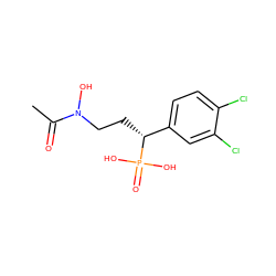 CC(=O)N(O)CC[C@H](c1ccc(Cl)c(Cl)c1)P(=O)(O)O ZINC000028572274