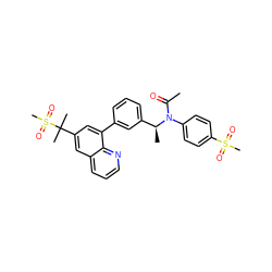 CC(=O)N(c1ccc(S(C)(=O)=O)cc1)[C@@H](C)c1cccc(-c2cc(C(C)(C)S(C)(=O)=O)cc3cccnc23)c1 ZINC000036268779