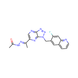 CC(=O)N/N=C(\C)c1cnc2nnn(Cc3cc4cccnc4cc3F)c2n1 ZINC000068248445