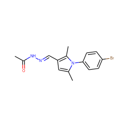 CC(=O)N/N=C/c1cc(C)n(-c2ccc(Br)cc2)c1C ZINC000000368195