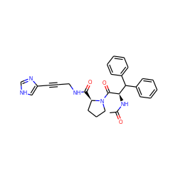 CC(=O)N[C@@H](C(=O)N1CCC[C@H]1C(=O)NCC#Cc1c[nH]cn1)C(c1ccccc1)c1ccccc1 ZINC000026674245