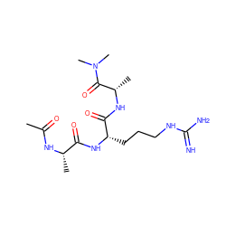 CC(=O)N[C@@H](C)C(=O)N[C@@H](CCCNC(=N)N)C(=O)N[C@@H](C)C(=O)N(C)C ZINC000049046218