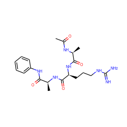 CC(=O)N[C@@H](C)C(=O)N[C@@H](CCCNC(=N)N)C(=O)N[C@@H](C)C(=O)Nc1ccccc1 ZINC000149754221