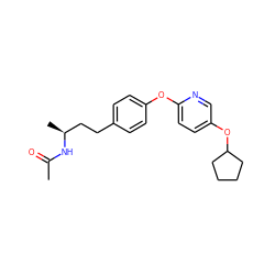 CC(=O)N[C@@H](C)CCc1ccc(Oc2ccc(OC3CCCC3)cn2)cc1 ZINC000066258433