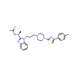 CC(=O)N[C@@H](C)c1nc2ccccc2n1CCCN1CCN(c2nc(-c3ccc(C)cc3)cs2)CC1 ZINC000015933654