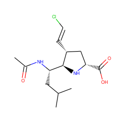 CC(=O)N[C@@H](CC(C)C)[C@@H]1N[C@@H](C(=O)O)C[C@H]1/C=C/Cl ZINC000013645243