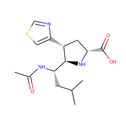 CC(=O)N[C@@H](CC(C)C)[C@@H]1N[C@@H](C(=O)O)C[C@H]1c1cscn1 ZINC000003981685