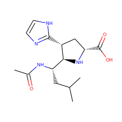 CC(=O)N[C@@H](CC(C)C)[C@@H]1N[C@@H](C(=O)O)C[C@H]1c1ncc[nH]1 ZINC000013645215